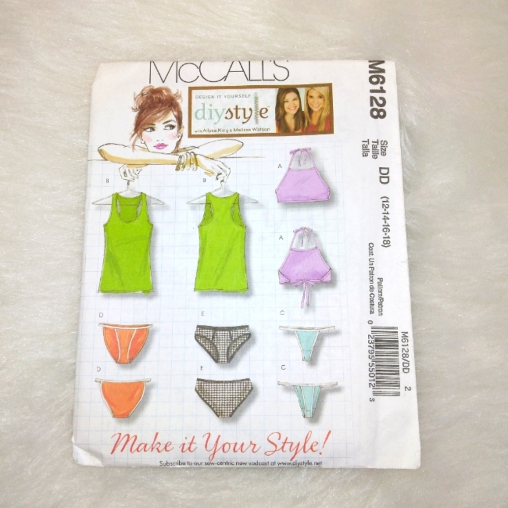 McCall's M6128 Misses panties and tops Size 12-14-16-18